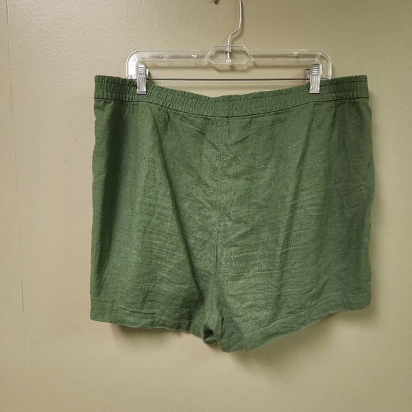 J. Crew High RiseLinen Green Drawstring Elastic Waistband Women's Shorts Sz XXL - Picture 5 of 9